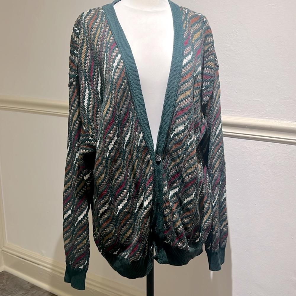 Vintage 100% cotton Jantzen grandpa cardigan fall slouchy dad xl